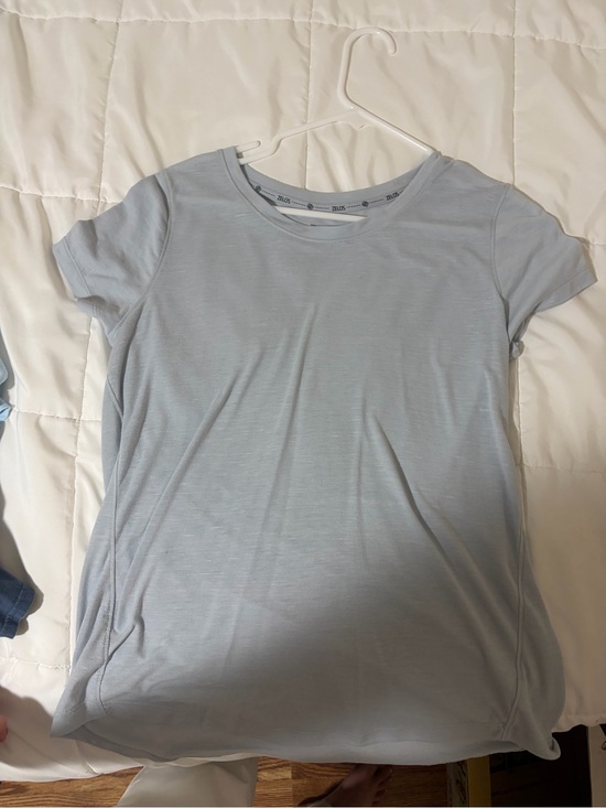 ZELOS Tops - ZELOS Pale Blue Short Sleeve Crewneck Tee